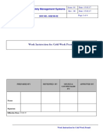 Work Instruction For Cold Work Permit: Safety Management Systems