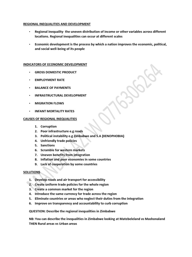 Regional Inequalities and Development - 2 | PDF