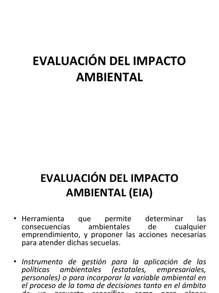 Evaluación del Impacto Ambiental EIA | PDF | Evaluación de impacto ...