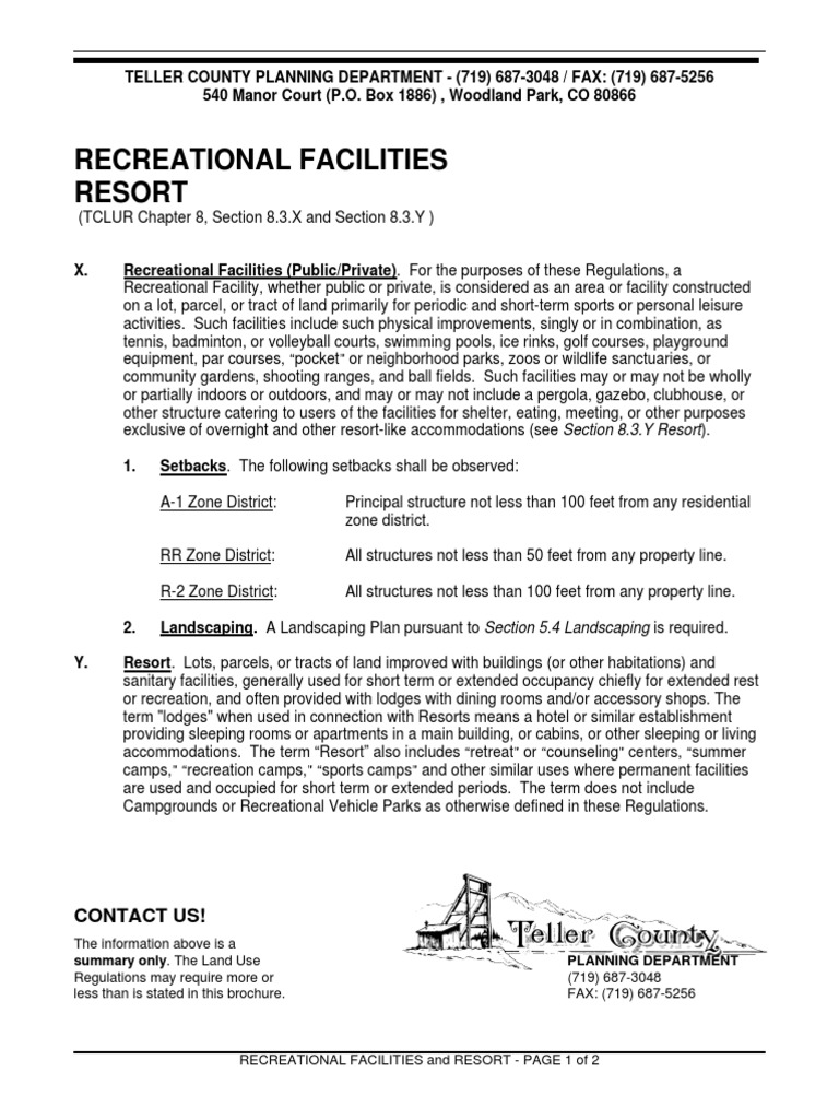 Recreational Facilities and Resorts Guide | PDF | Campsite | Resort
