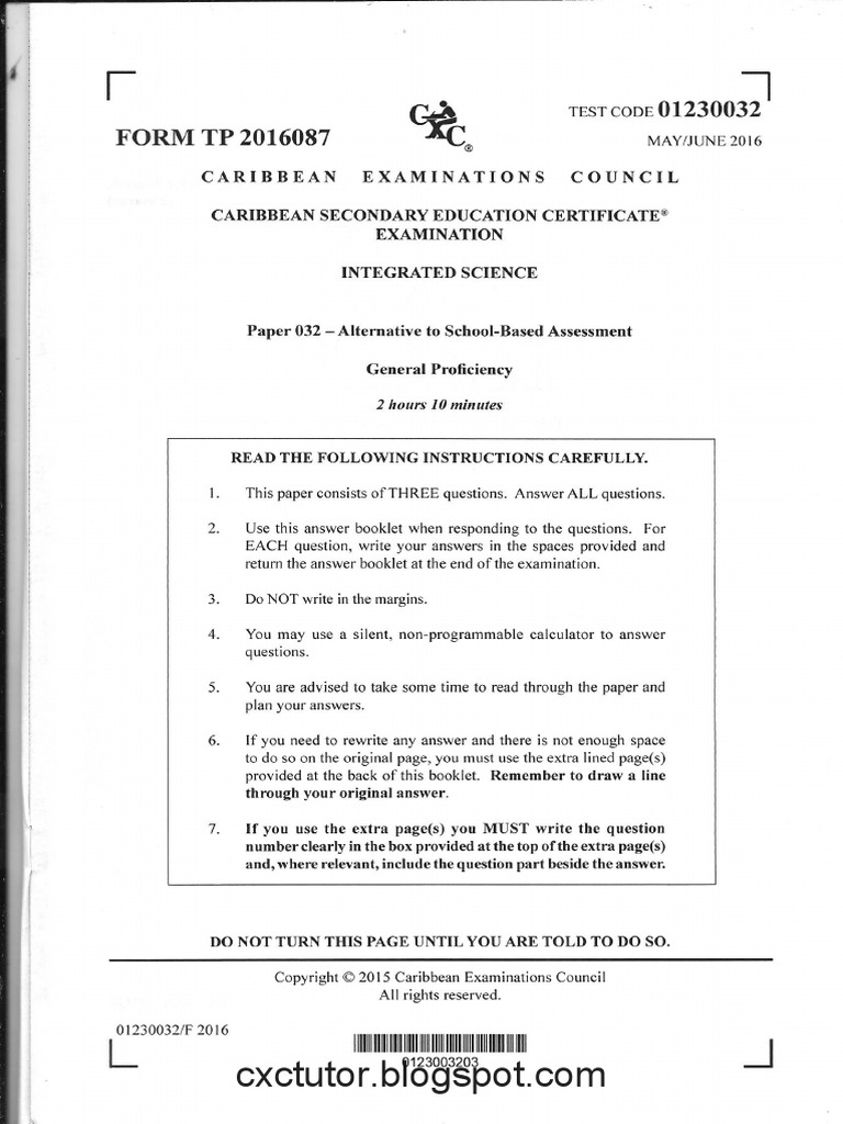 Integrated Science Paper 3 PDF PDF