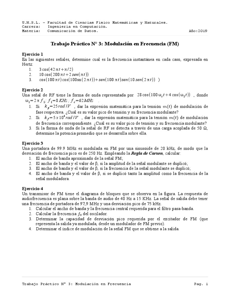 Ejercicios de Modulación en Frecuencia FM | PDF | Modulación de ...