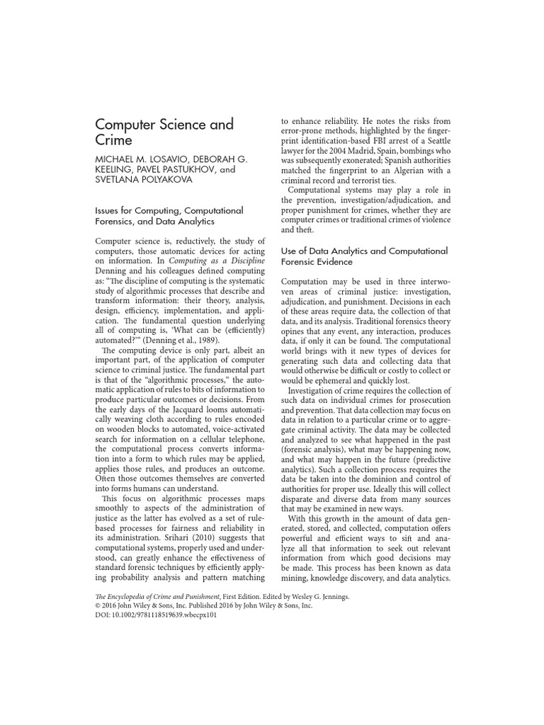 Computer Science and Crime 2016 | PDF | Surveillance | Data Analysis