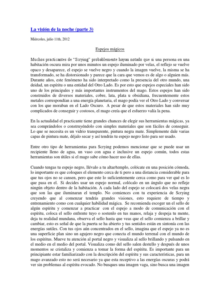 La Vision de La Noch1, PDF, Espejo