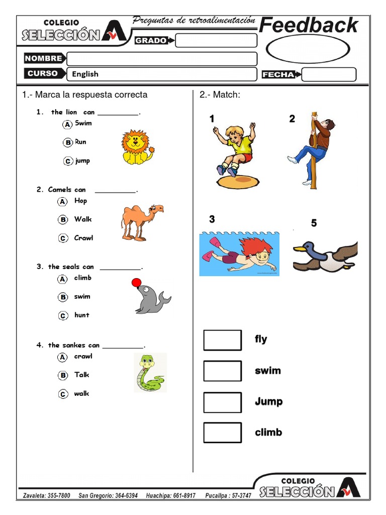 English 1.Marca La Respuesta Correcta 2. Match PDF