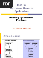 Indr 460 Operations Research Applications: Modeling Optimization Problems