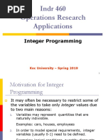 Indr 460 Operations Research Applications: Integer Programming