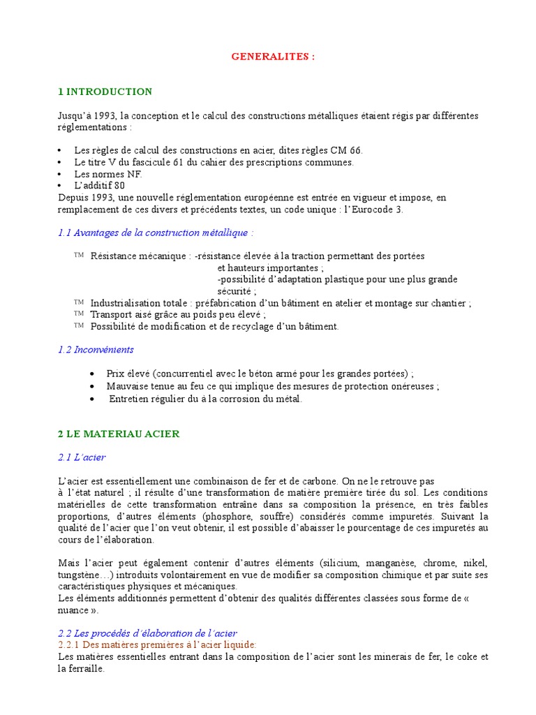 Cours de Construction Metallique | PDF | Flambage | Acier