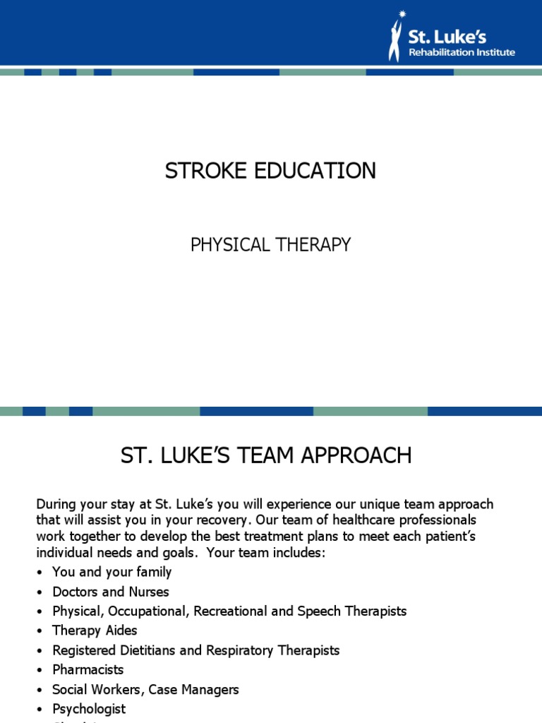 Stroke Recovery: Mobility and Therapy Guide | PDF | Stroke | Pain