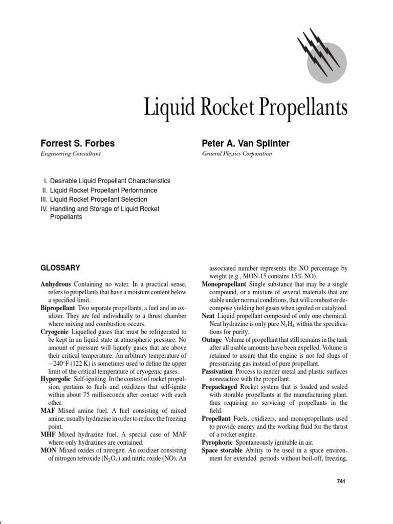 Liquid Rocket Propellants Pdf Rocket Engine Rocket Propellant