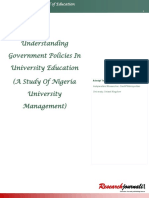 Understanding Government Policies in University Education: A Study of Nigeria University Management