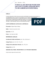 VIOLACIÓN SEXUAL DE MENOR PUEDE SER SANCIONADA CON CUATRO AÑOS DE PENA PRIVATIVA DE LIBERTAD SUSPENDIDA.doc