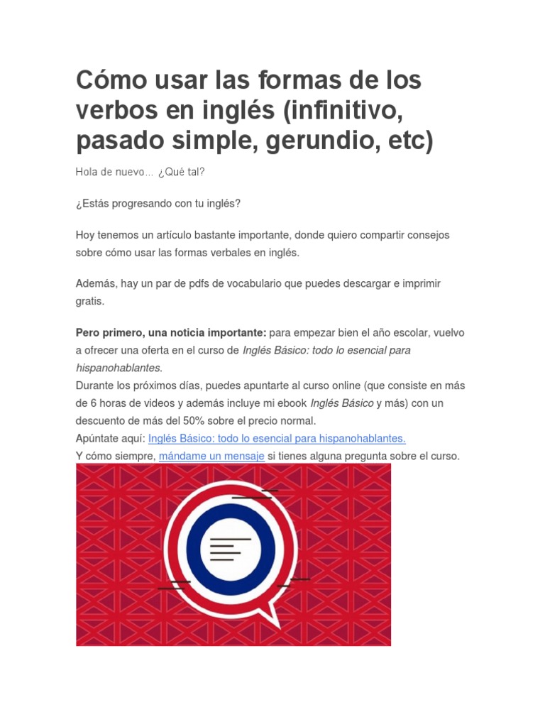 Como Usar Las Formas De Los Verbos En Ingles Verbo Conjugacion