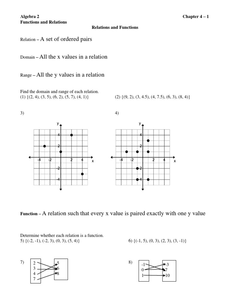 Functions and Relations in Algebra 2 | PDF