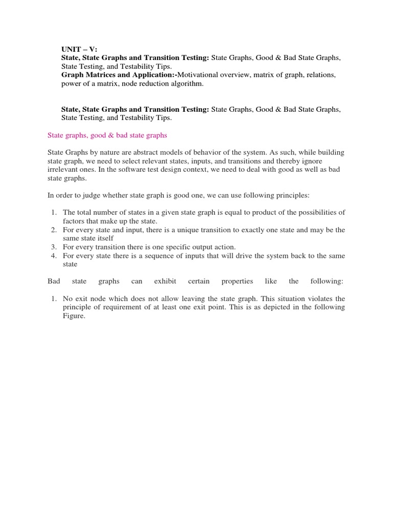 State Testing, and Testability Tips. Power of A Matrix, Node Reduction ...