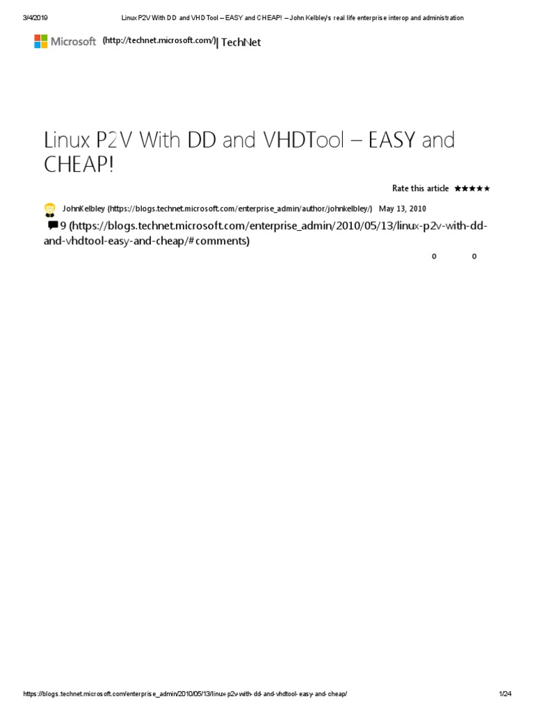 Linux p2v With DD and Vhdtool - Easy and Cheap | PDF | Hyper V ...