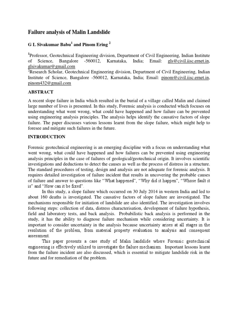 Malin Landslide Failure Analysis 2014 | PDF | Landslide | Covariance Matrix