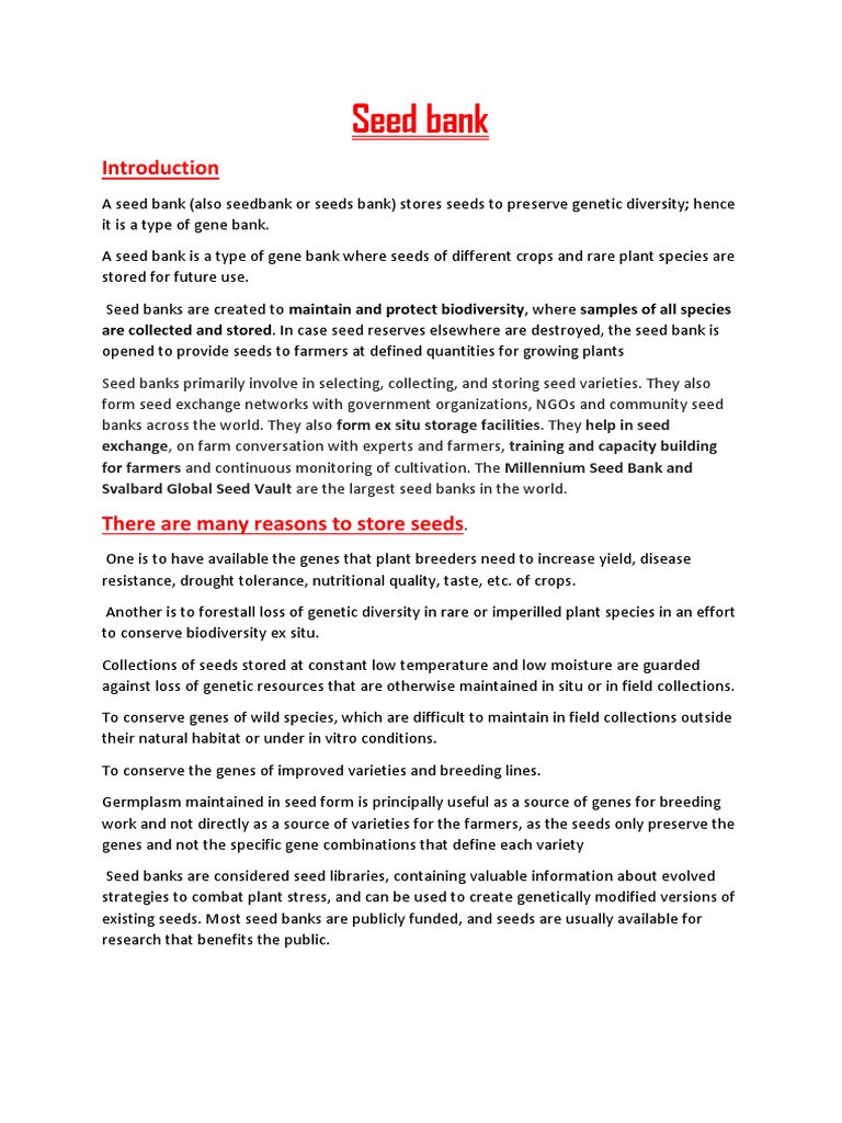 Seed Banks Environmental Design Landscape