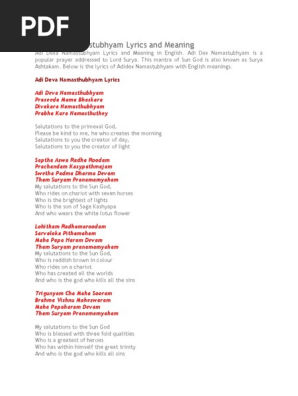 Adi Deva Namastubhyam Lyrics And Meaning Hindu Mythology Religious Belief And Doctrine