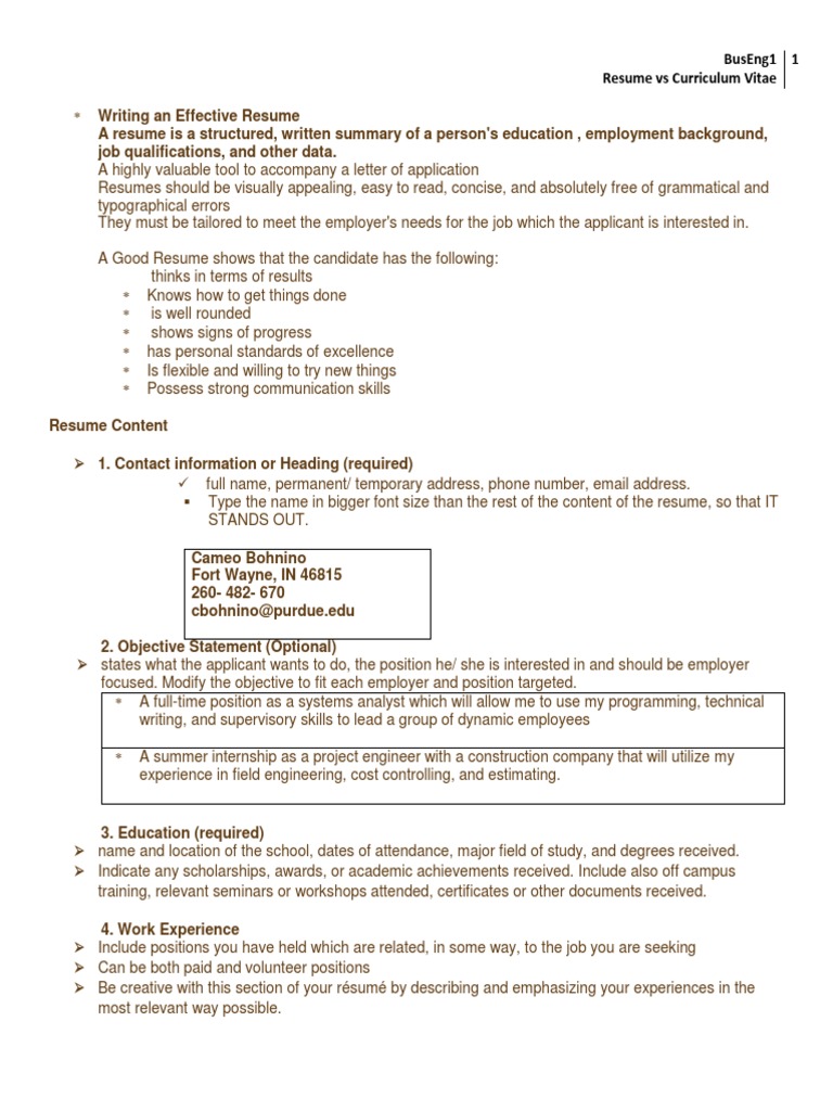 Writing An Effective Resume  PDF  Résumé