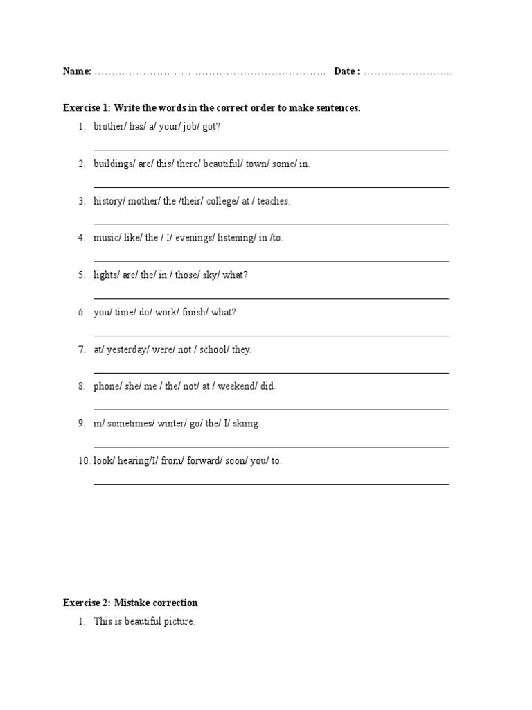 Sentence Rearrangement Exercises | PDF | Career & Growth | Language ...
