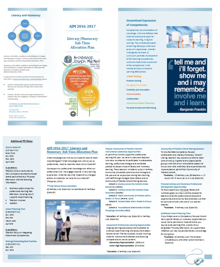Ajm Literacy Numeracy Plan | PDF | Literacy | Teachers