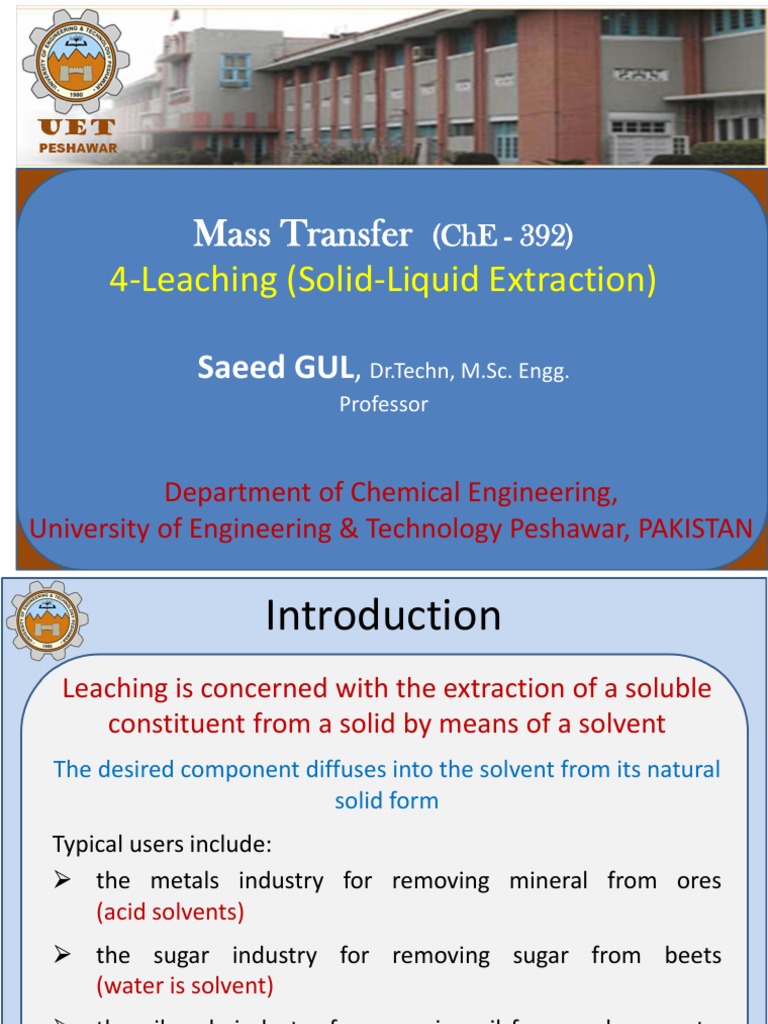 4 Leaching Solid Liquid Extraction PDF | PDF | Solubility | Solution