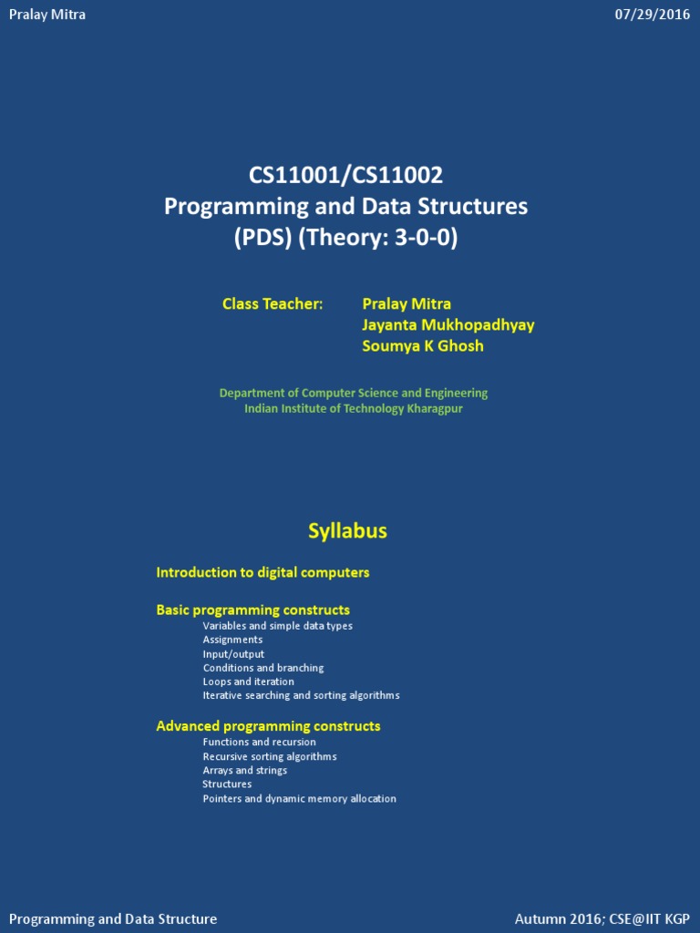 Programming and Data Structures Syllabus | PDF | C (Programming ...