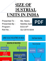 Size of Industrial Units in India