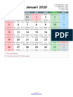 Indonesian calendar showing dates from January 2020 to May 2020 in both Hijri and Saka calendars