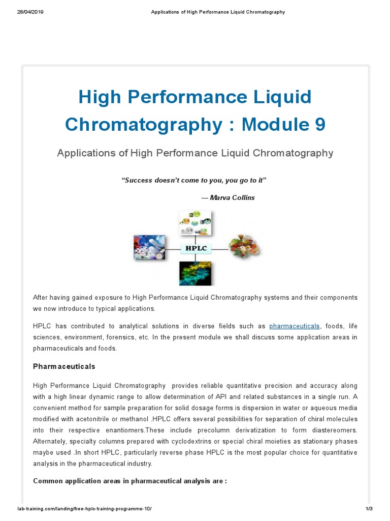 Applications of High Performance Liquid Chromatography | PDF | High ...