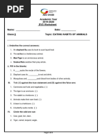 Academic Year 2019-2020 EVS Worksheet Name: - Date: - Class:3 Topic: Eating Habits of Animals