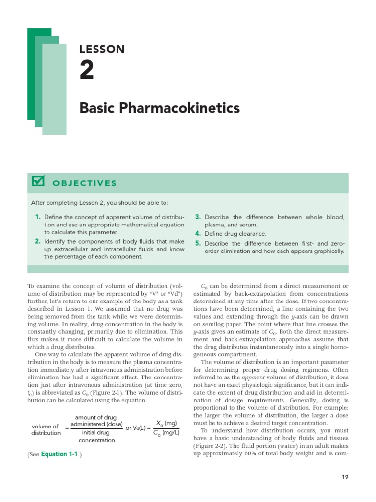 Lesson2 Basic PK PDF | PDF | Pharmacokinetics | Dose (Biochemistry)