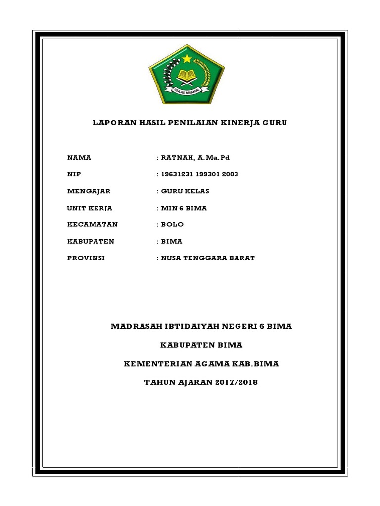 Cover Laporan Hasil Penilaian Kinerja Guru