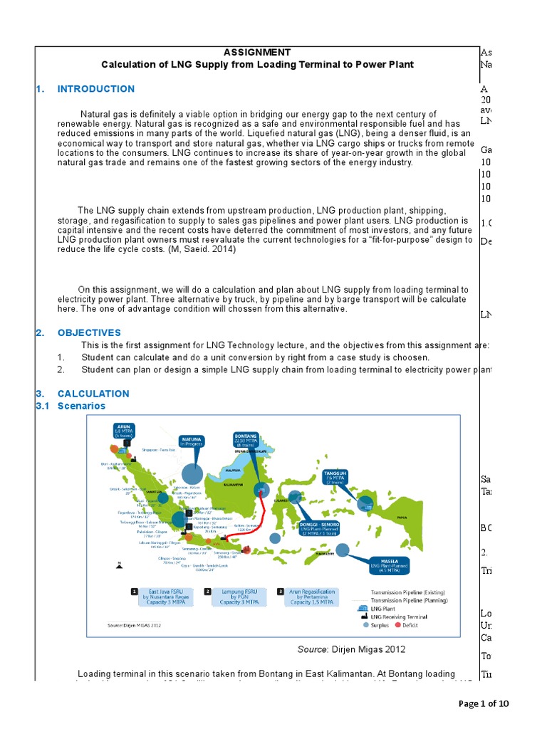 Assignment Calculation of LNG Supply From Loading Terminal To Power ...