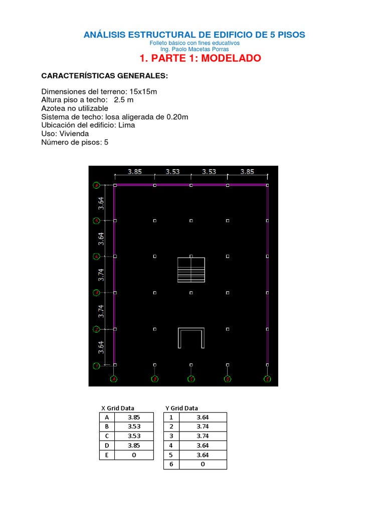 Análisis Estructural De Edificio De 5 Pisos Parte 1 Modelado Pdf