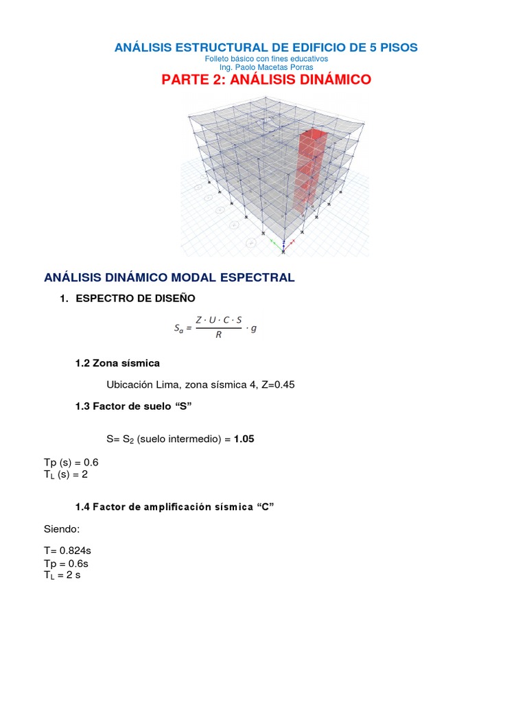 Análisis Estructural De Edificio De 5 Pisos Parte 3 Análisis Dinámico