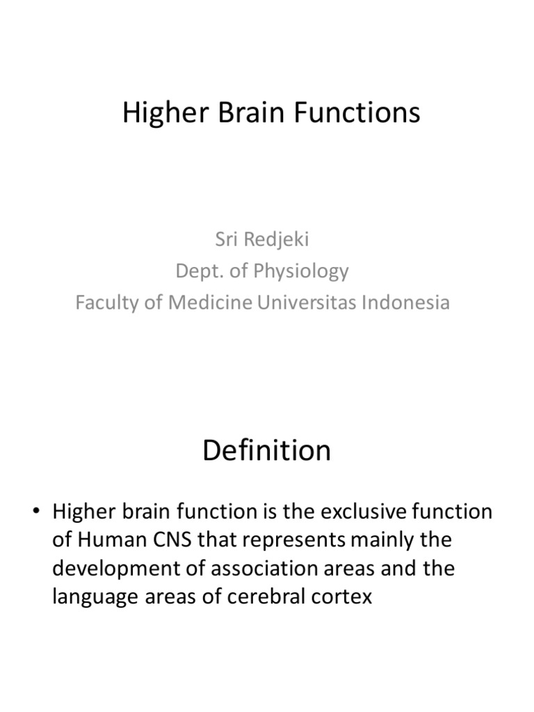 Understanding Higher Brain Functions | PDF | Limbic System | Cerebral ...