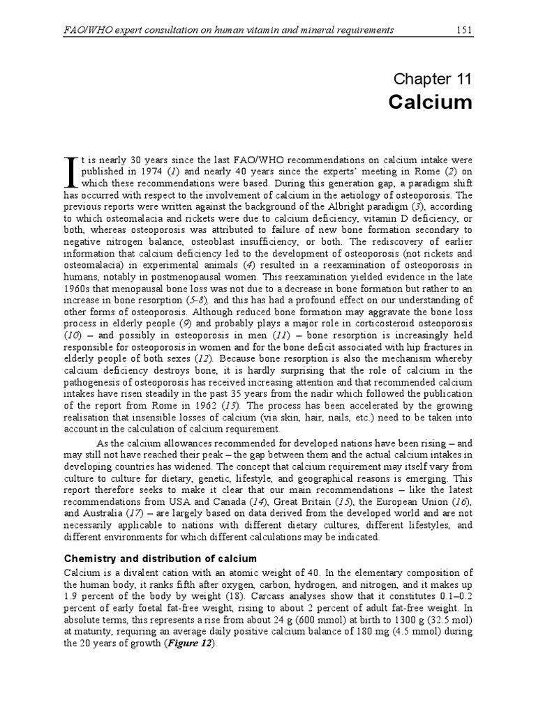 Calcium FAO/WHO Expert Consultation On Human Vitamin and Mineral