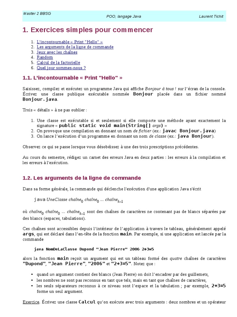 Exo01 PDF | PDF | Java (Langage de programmation) | Interface en ligne ...