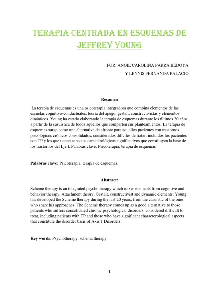 Terapia de Esquemas de Jeffrey Young | PDF | Las emociones | Psicoterapia