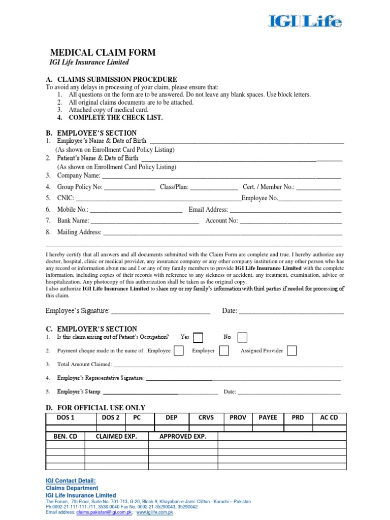 Medical Claim Form Guide | PDF | Cheque | Hospital