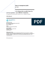 Mise en Oeure D'un Systeme Qualité Dans Le Service Public PDF