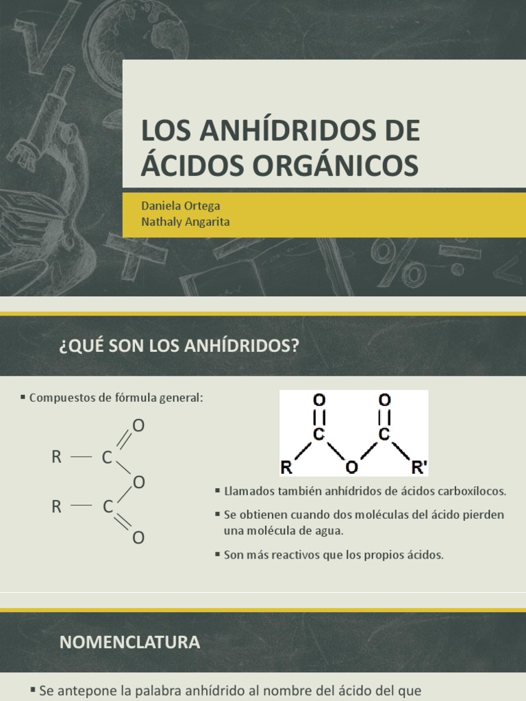 Los Anhídridos De Ácidos Orgánicos Pdf Ácido Sal Química