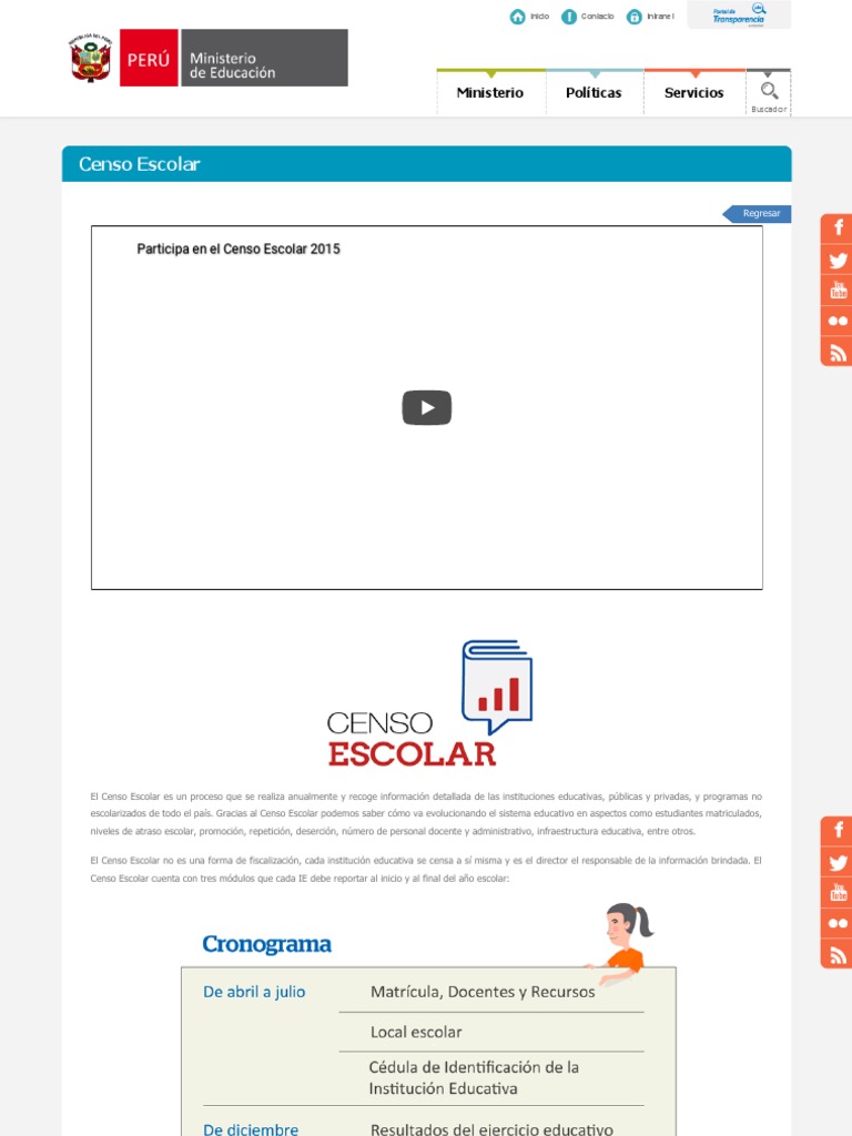Censo Escolar MINEDU PDF Información Educación avanzada