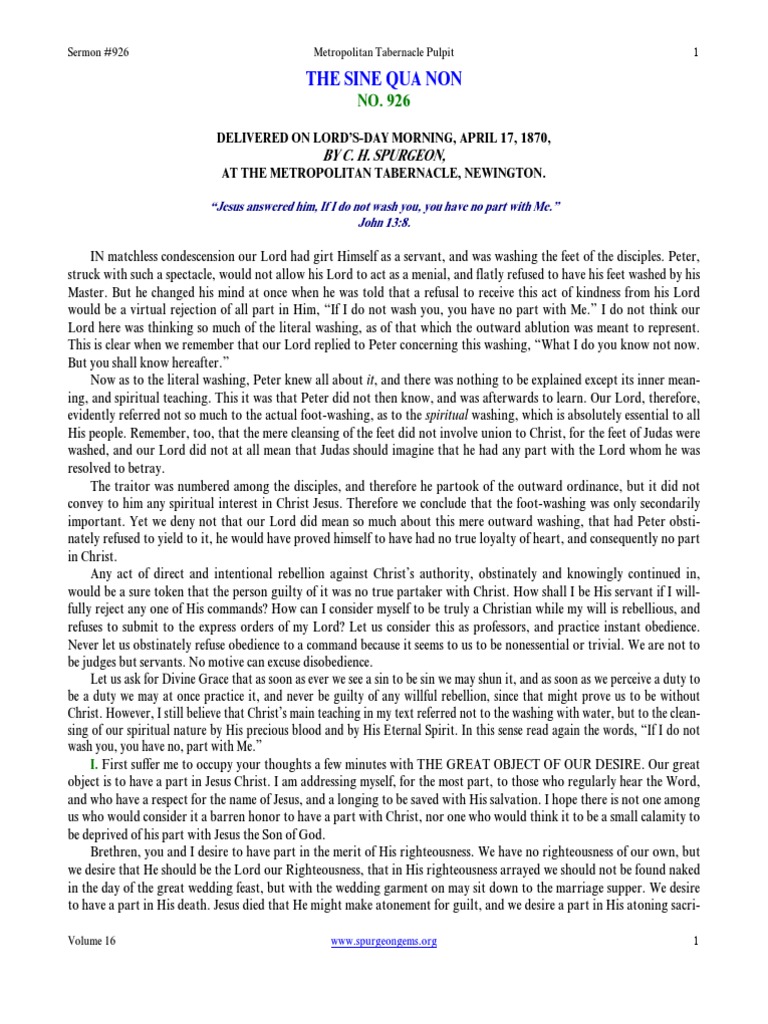 #926 - The Sine Qua Non | PDF | Atonement In Christianity | Sin