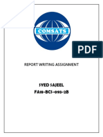 Syed Sajeel FA18-BCS-093-2B: Report Writing Assignment