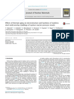 Effects of thermal aging on microstructure and hardness of stainless steel weld-overlay claddings of nuclear reactor pressure vessels