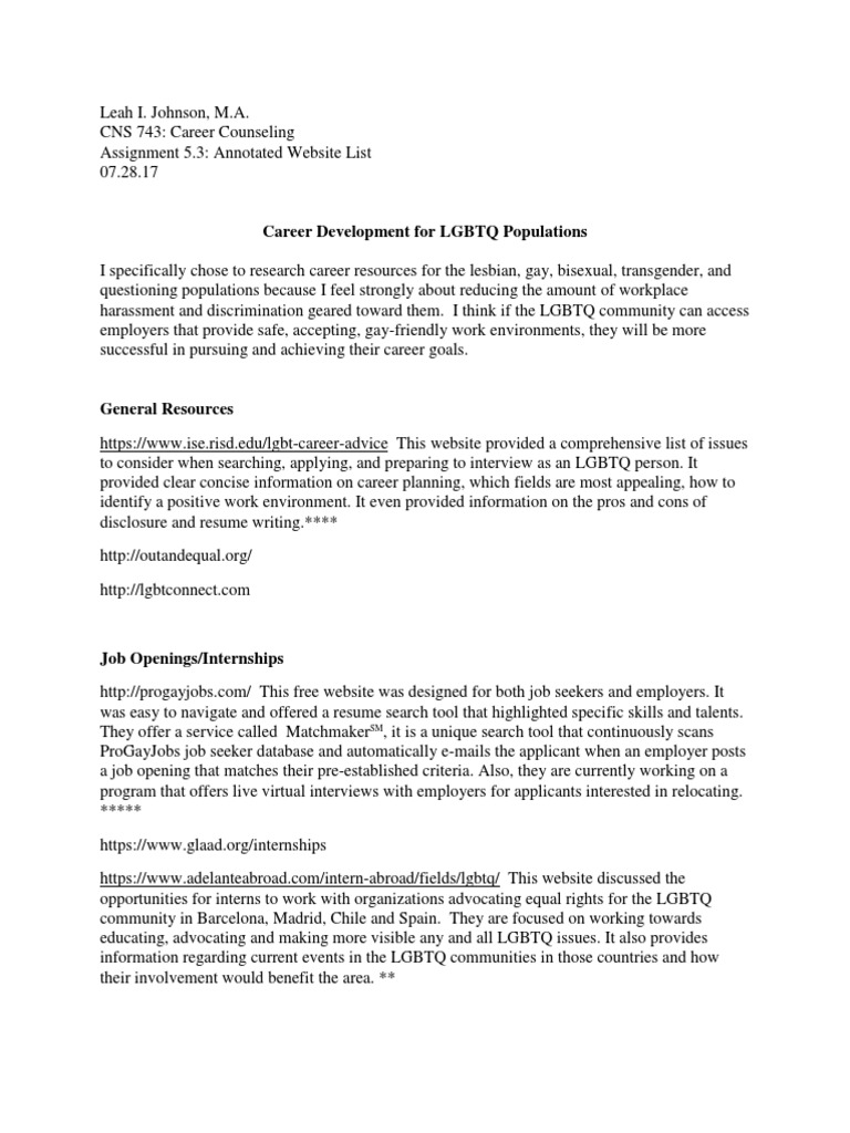 LGBTQ Career Development Resources | PDF | Human Rights Campaign ...