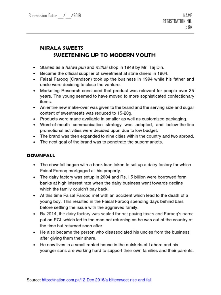 Nirala sweets case study pdf image